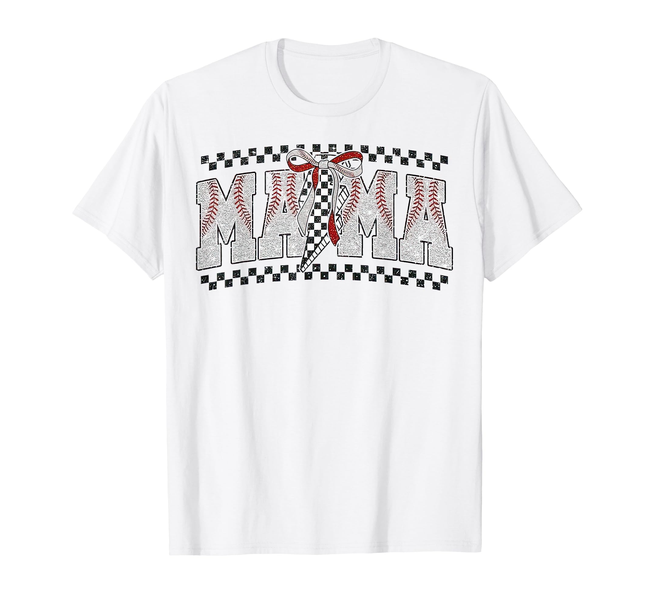 Baseball Mama Checkered Funny Mothers T-Shirt - Streetwear Style Men Women - T-Shirt, Sweatshirt, Hoodie