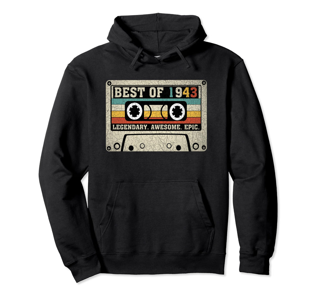 1943 Cassette Tape 80Th Birthday Hoodie - Unique Graphic for Adults - T-Shirt, Sweatshirt, Hoodie