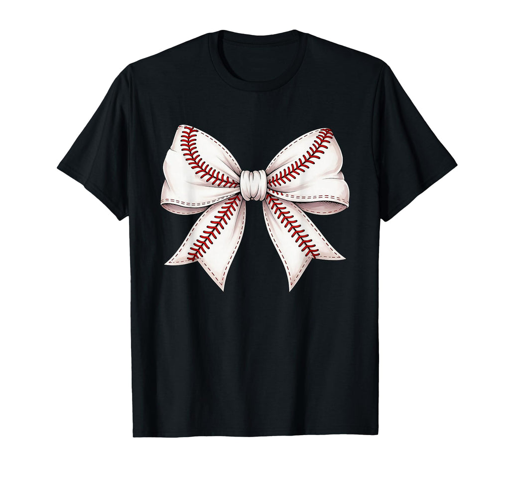 Baseball Bow Funny Baseball Mom T-Shirt - Fun Novelty Design for Adults - T-Shirt, Sweatshirt, Hoodie