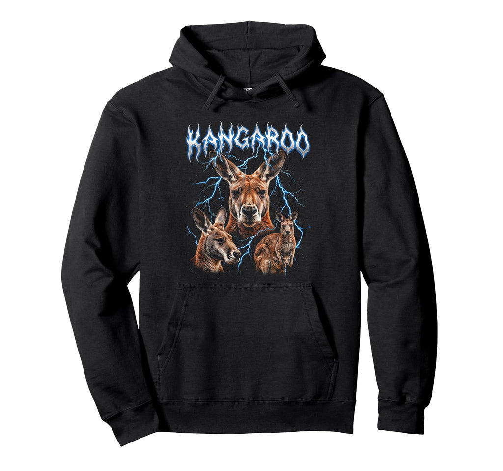 Kangaroo 90S Heavy Metal Kangaroo Hoodie - Aesthetic Graphic for Adults - T-Shirt, Sweatshirt, Hoodie