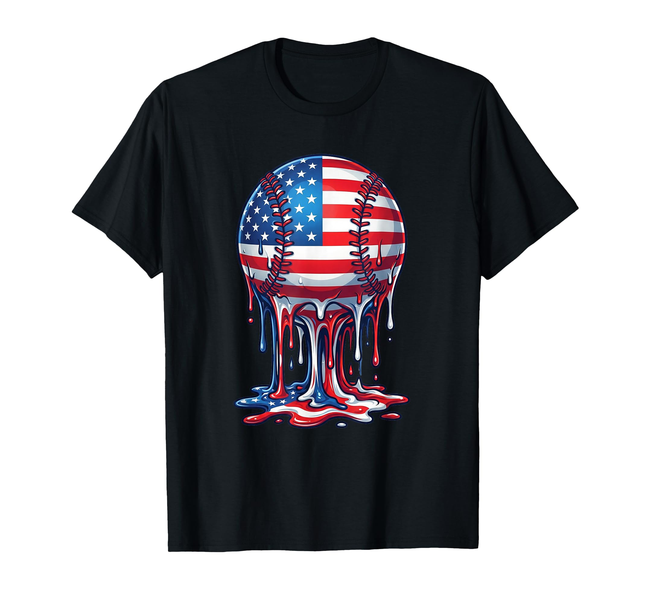 Drip Baseball 4Th July Usa American T-Shirt - Novelty Apparel for Adults - T-Shirt, Sweatshirt, Hoodie