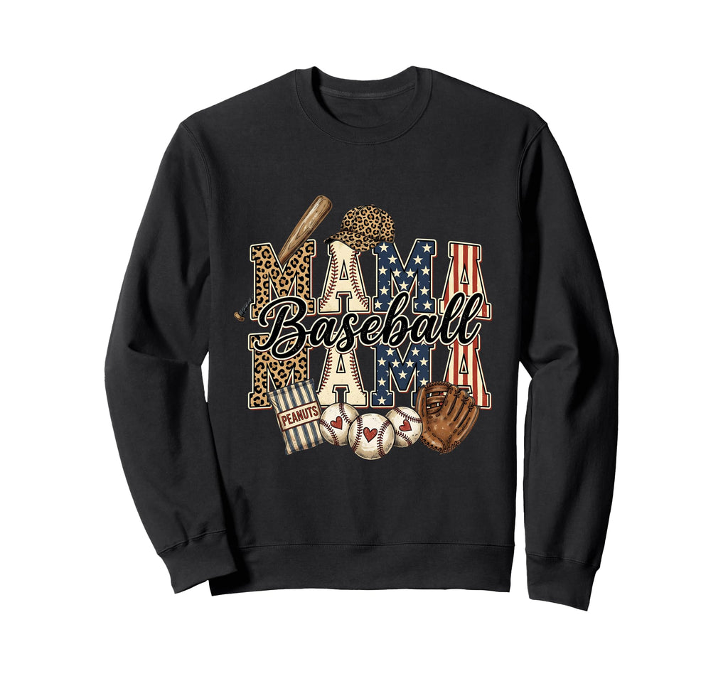 Mama Baseball Leopard Usa Sports Sweatshirt - Streetwear Style for Adults - T-Shirt, Sweatshirt, Hoodie