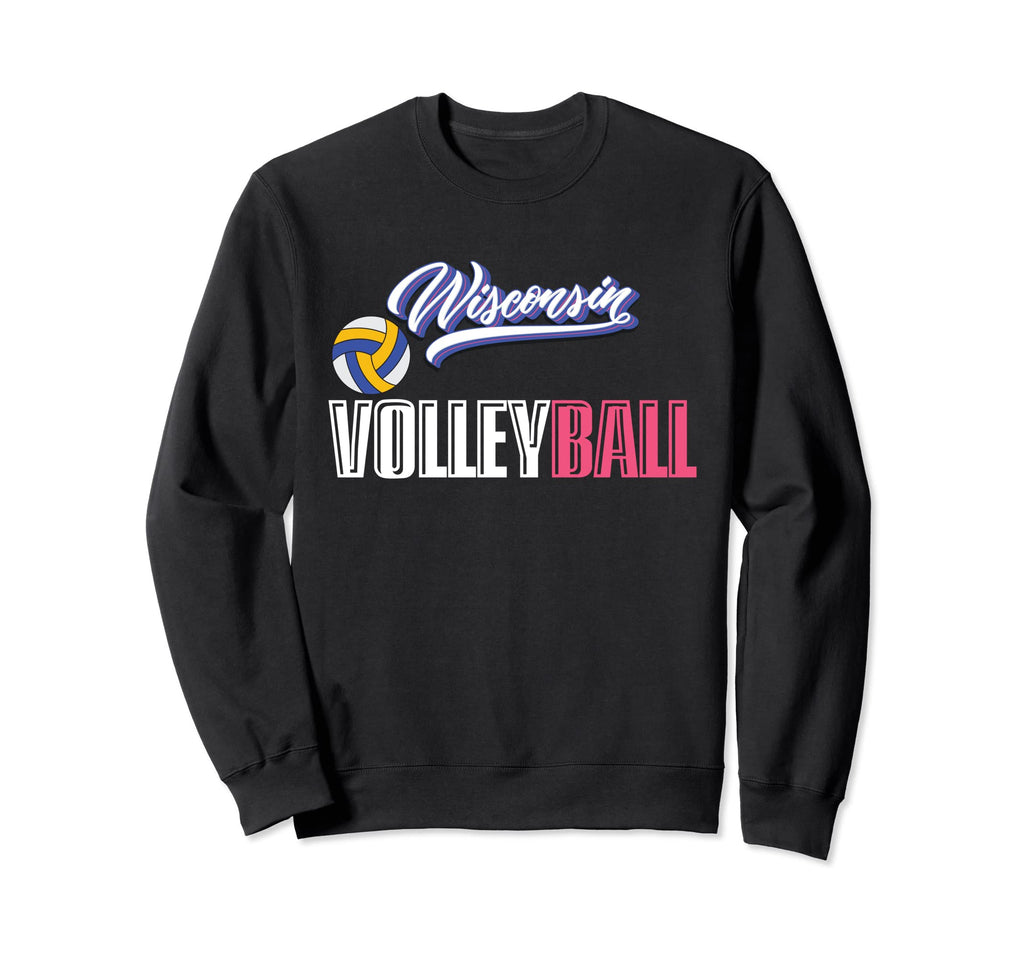 Wisconsin Volleyball Distressed Sweatshirt - Casual Everyday Wear Men Women - T-Shirt, Sweatshirt, Hoodie