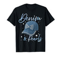 Denim And Pearls Baseball Cap Ladies T-Shirt - Trendy Graphic Men Women - T-Shirt, Sweatshirt, Hoodie
