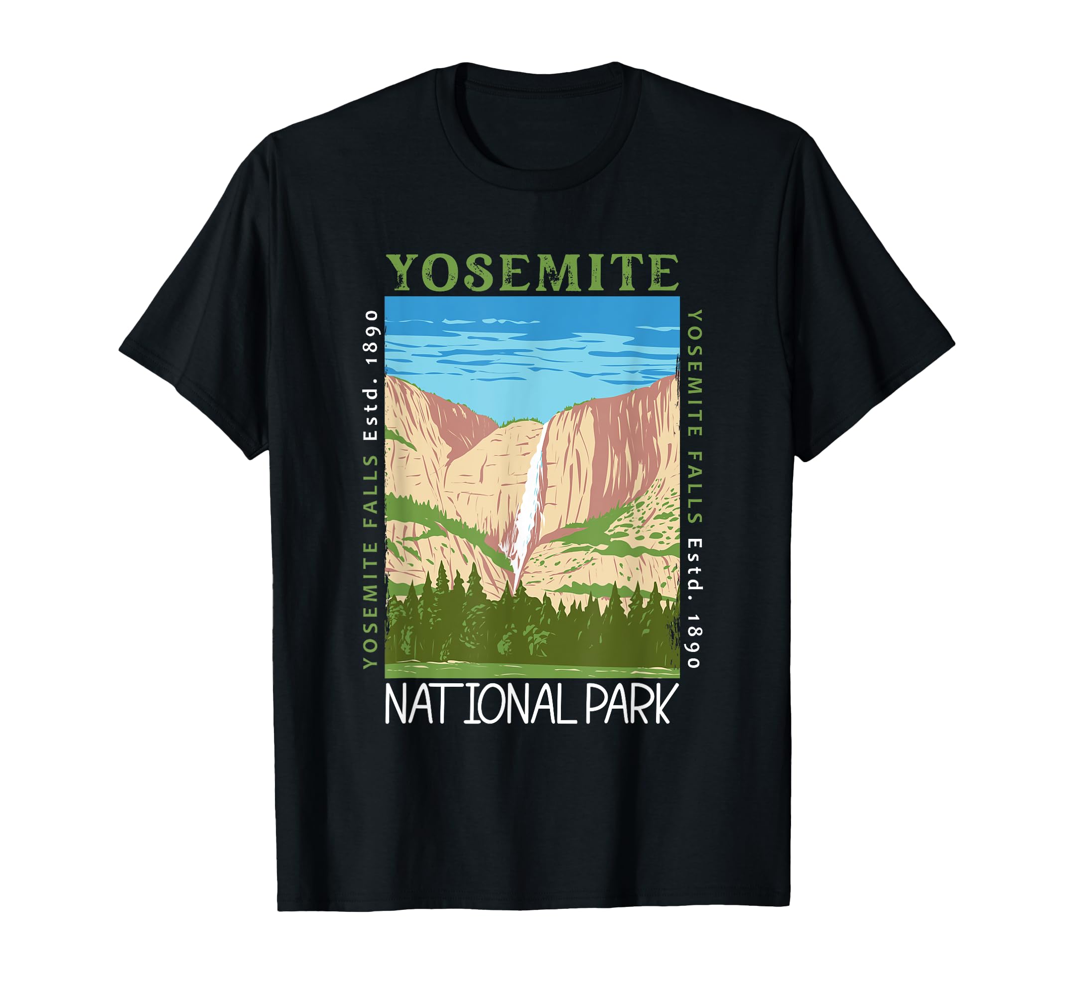 Yosemite National Park Waterfall T-Shirt - Custom Art Print Men Women - T-Shirt, Sweatshirt, Hoodie