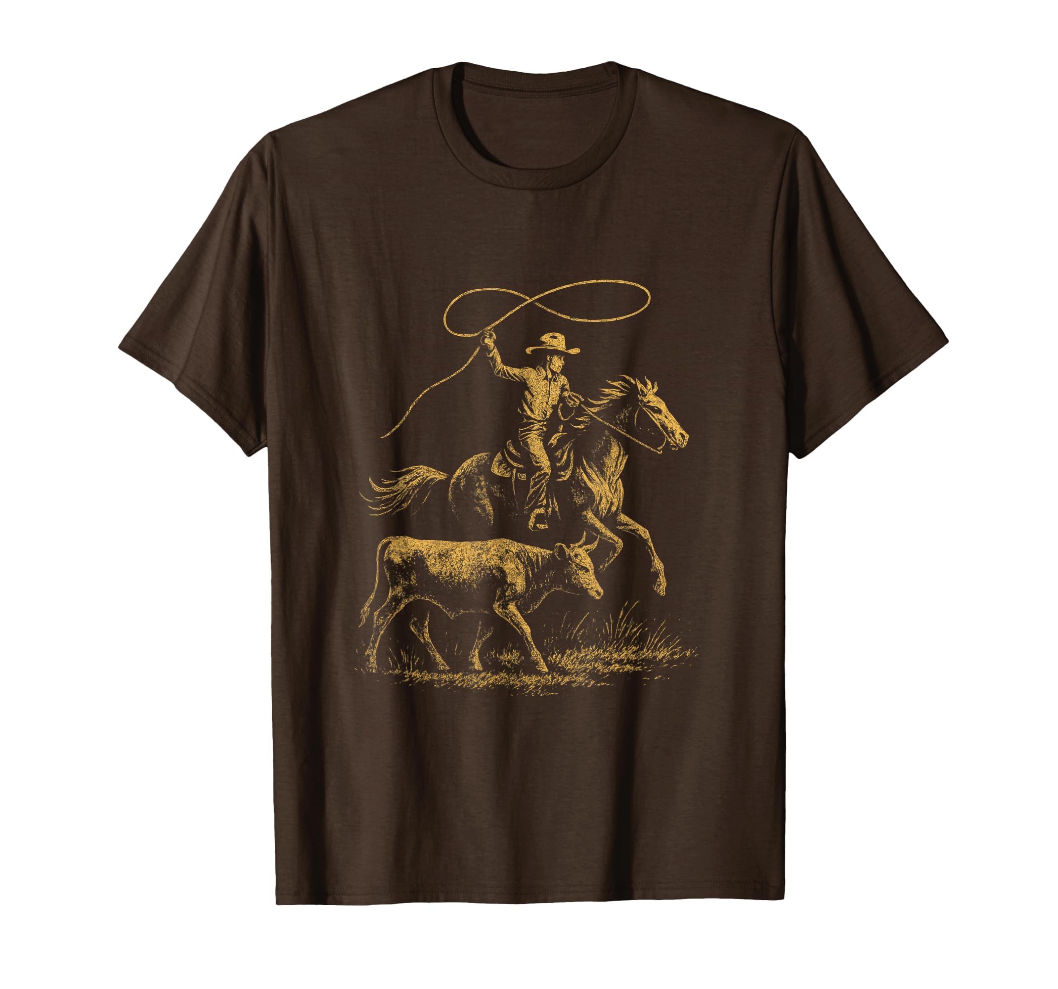 Rodeo Cowboy Cowgirl Steer Roping Art T-Shirt - Minimalist Print for Adults - T-Shirt, Sweatshirt, Hoodie