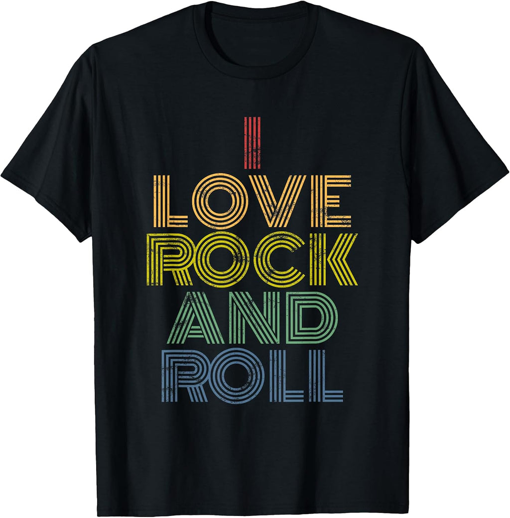 Rock And Roll Rainbow Retro Music Fans Merch - Adult & Kids T-Shirts, Sweatshirts & Hoodies apparel design preview 1