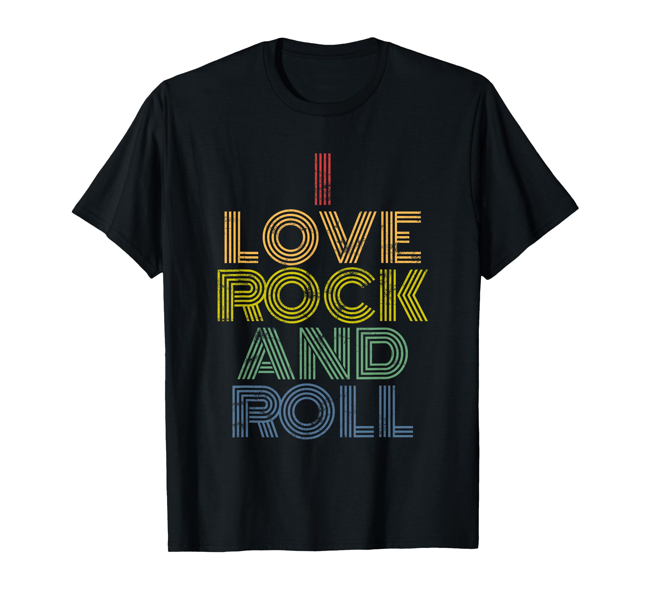 I Love Rock And Roll Rainbow Bold T-Shirt - Aesthetic Graphic Men Women - T-Shirt, Sweatshirt, Hoodie