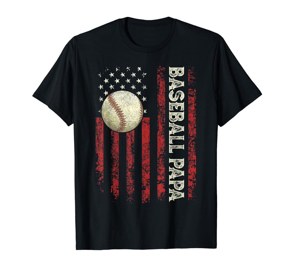 Fathers Day Baseball Papa Usa Flag T-Shirt - Novelty Apparel Men Women - T-Shirt, Sweatshirt, Hoodie