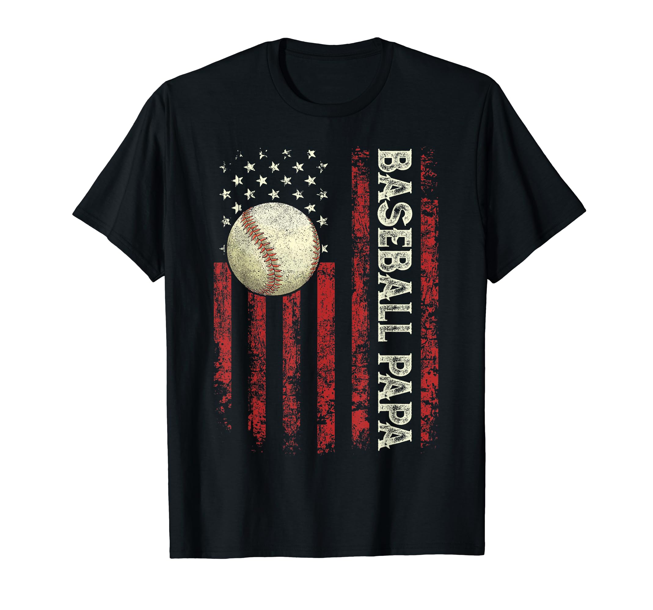 Fathers Day Baseball Papa Usa Flag T-Shirt - Novelty Apparel Men Women - T-Shirt, Sweatshirt, Hoodie
