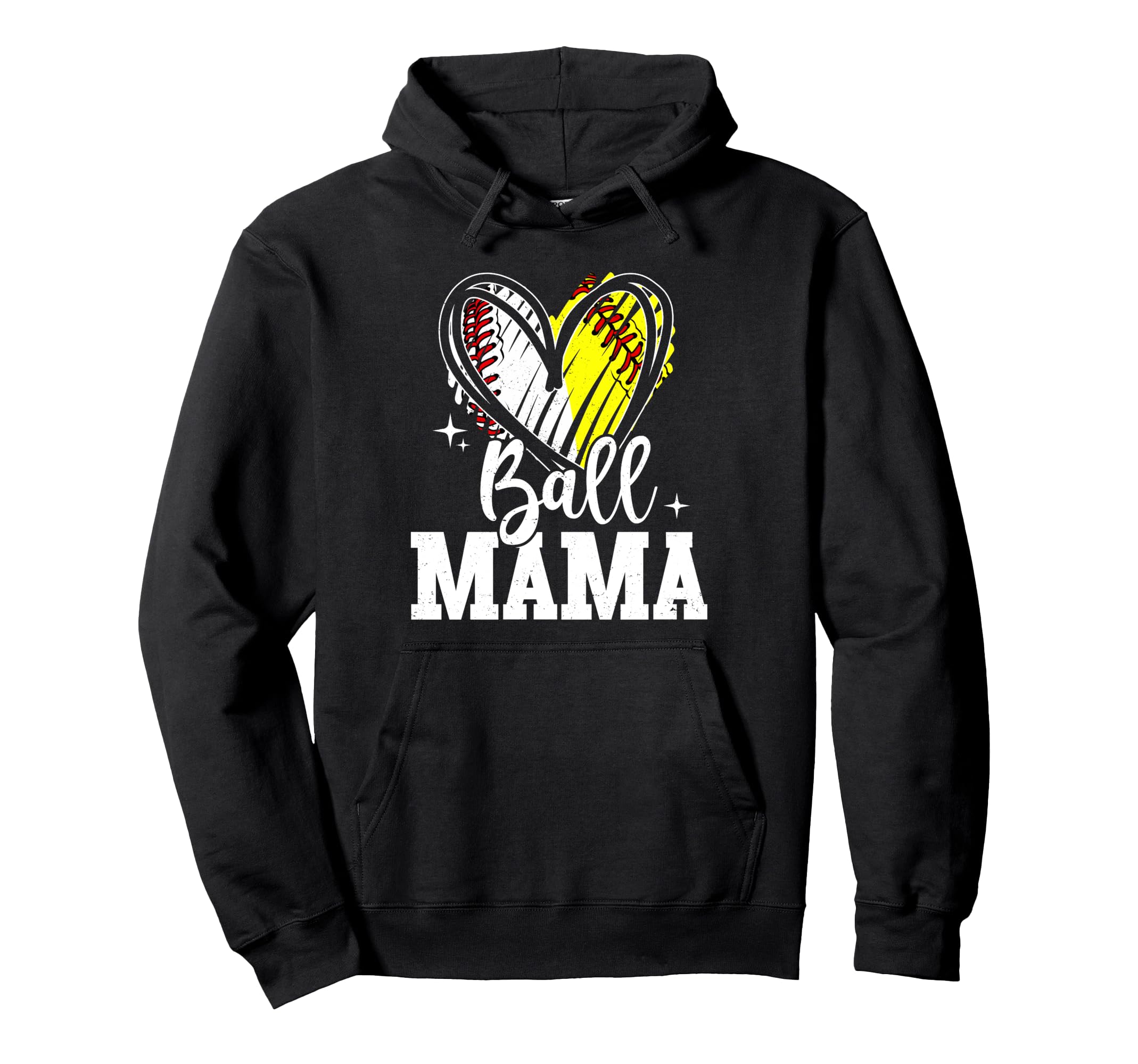 Ball Mama Softball Baseball Mom Both Hoodie - Aesthetic Graphic Men Women - T-Shirt, Sweatshirt, Hoodie