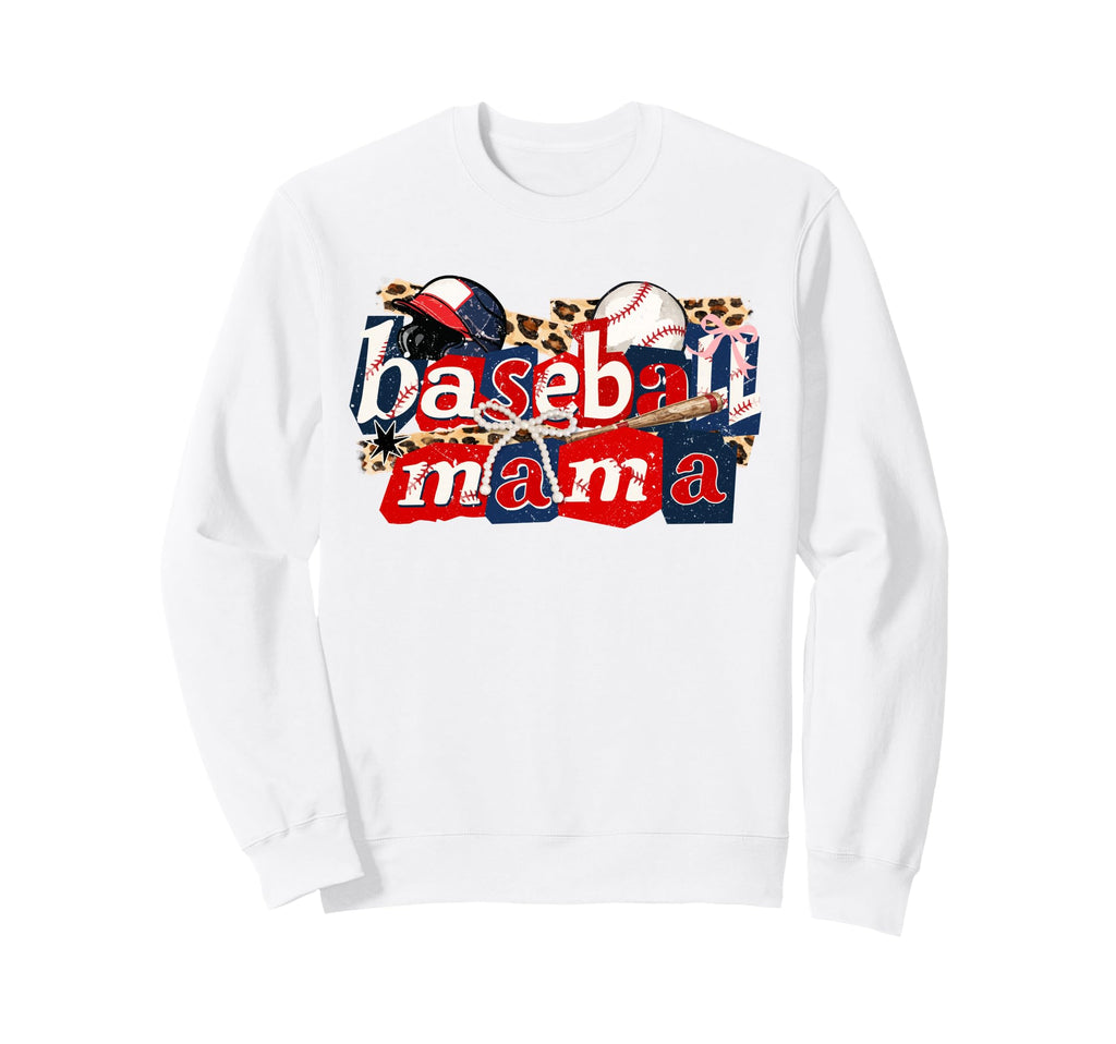 Baseball Mama Coquette Bow Sweatshirt - Casual Everyday Wear Unisex - T-Shirt, Sweatshirt, Hoodie