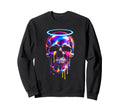 Dripping Skull Halo Vaporwave Sweatshirt - Minimalist Print Men Women - T-Shirt, Sweatshirt, Hoodie