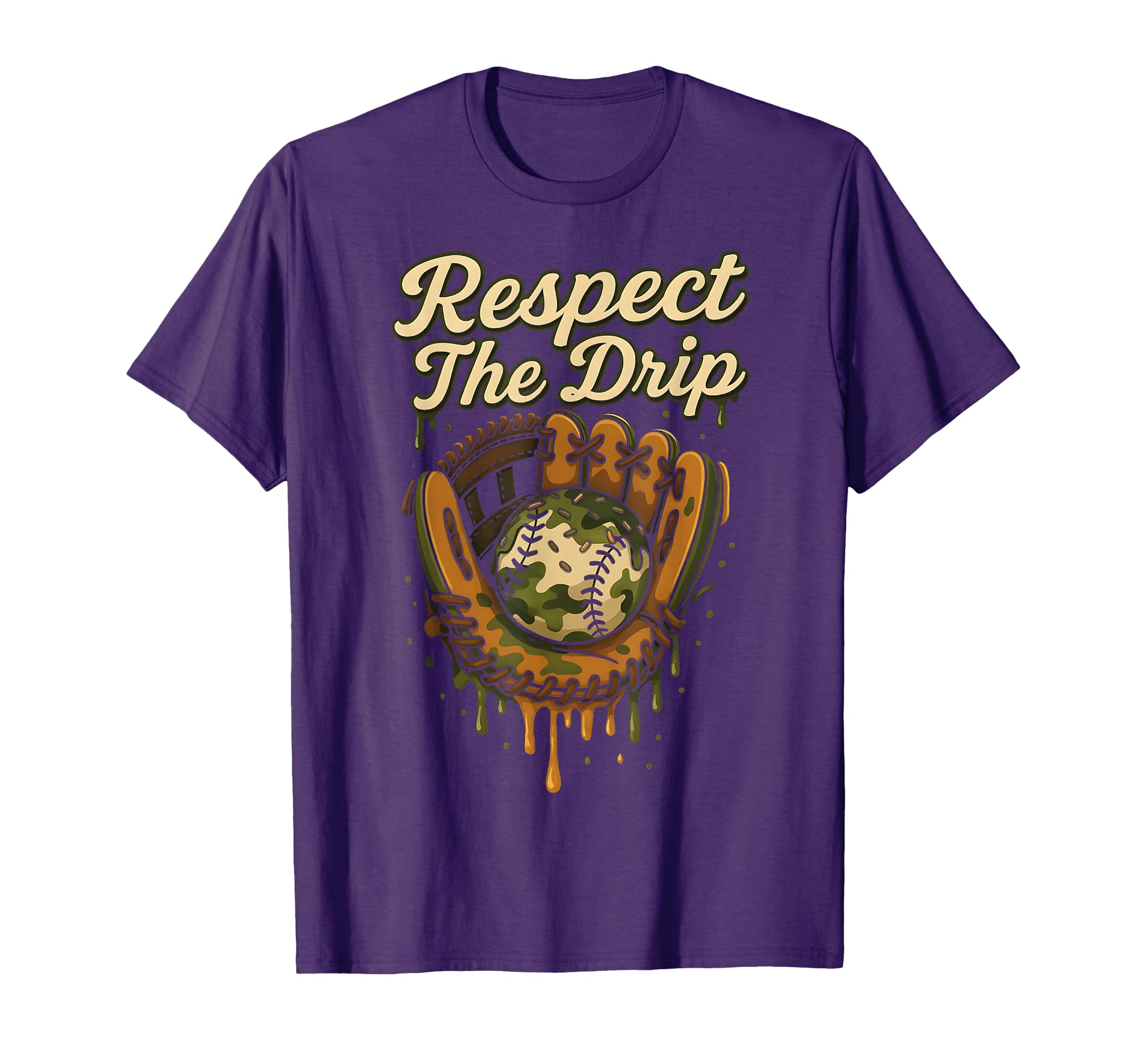 Baseball Drip Camo Baseball Glove T-Shirt - Graphic Print for Adults - T-Shirt, Sweatshirt, Hoodie