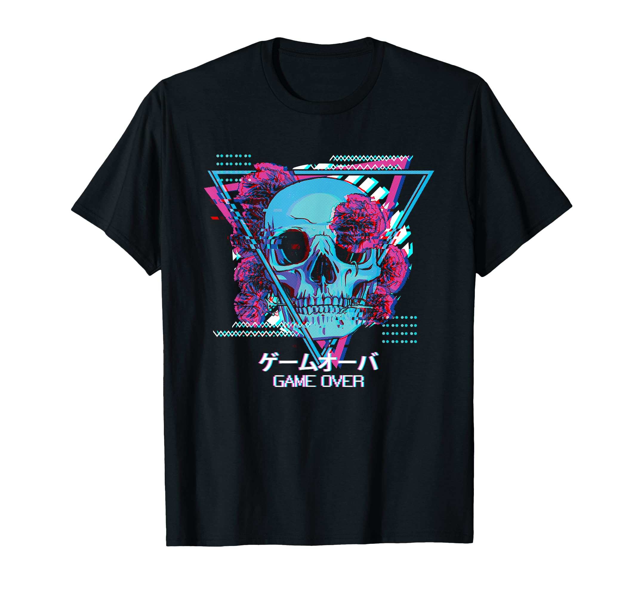Skull Roses Game Over Japanese T-Shirt - Unique Graphic for Adults - T-Shirt, Sweatshirt, Hoodie
