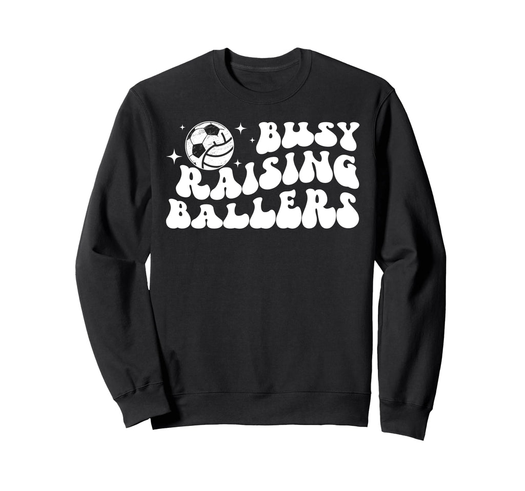 Busy Raising Ballers Volleyball Sweatshirt - Minimalist Print for Adults - T-Shirt, Sweatshirt, Hoodie