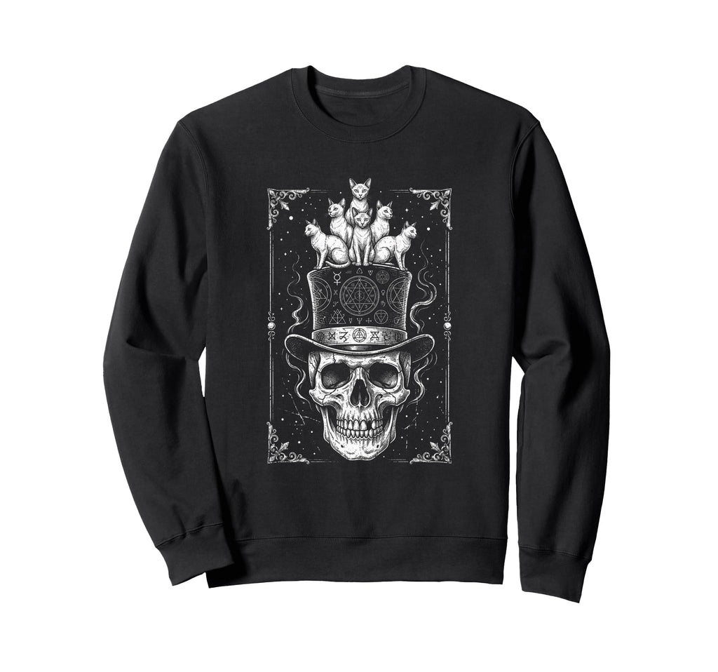 Skull Cat Skeleton Kitty Kitten Sweatshirt - Aesthetic Graphic Unisex - T-Shirt, Sweatshirt, Hoodie