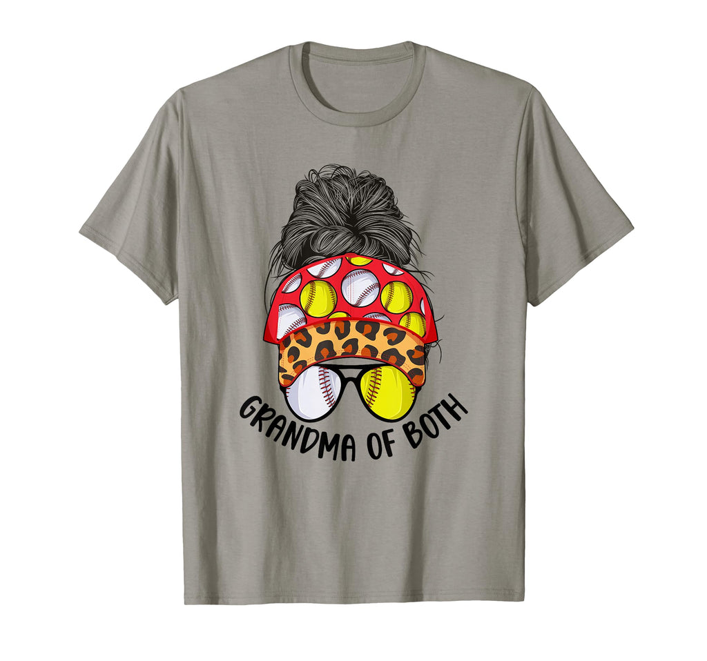 Grandma Both Messy Bun Softball T-Shirt - Novelty Apparel for Adults - T-Shirt, Sweatshirt, Hoodie