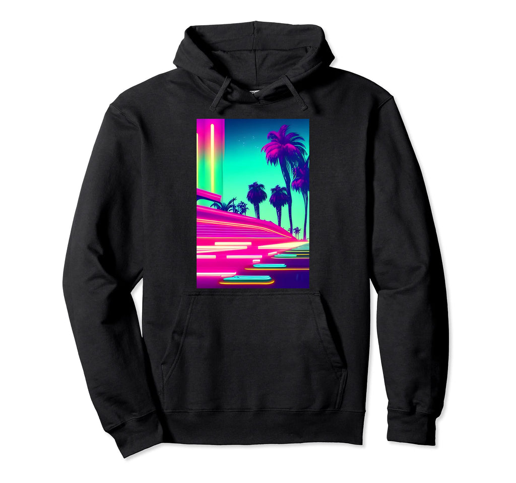 80S Synthwave Palms Vaporwave Aesthetic Hoodie - Minimalist Print Unisex - T-Shirt, Sweatshirt, Hoodie