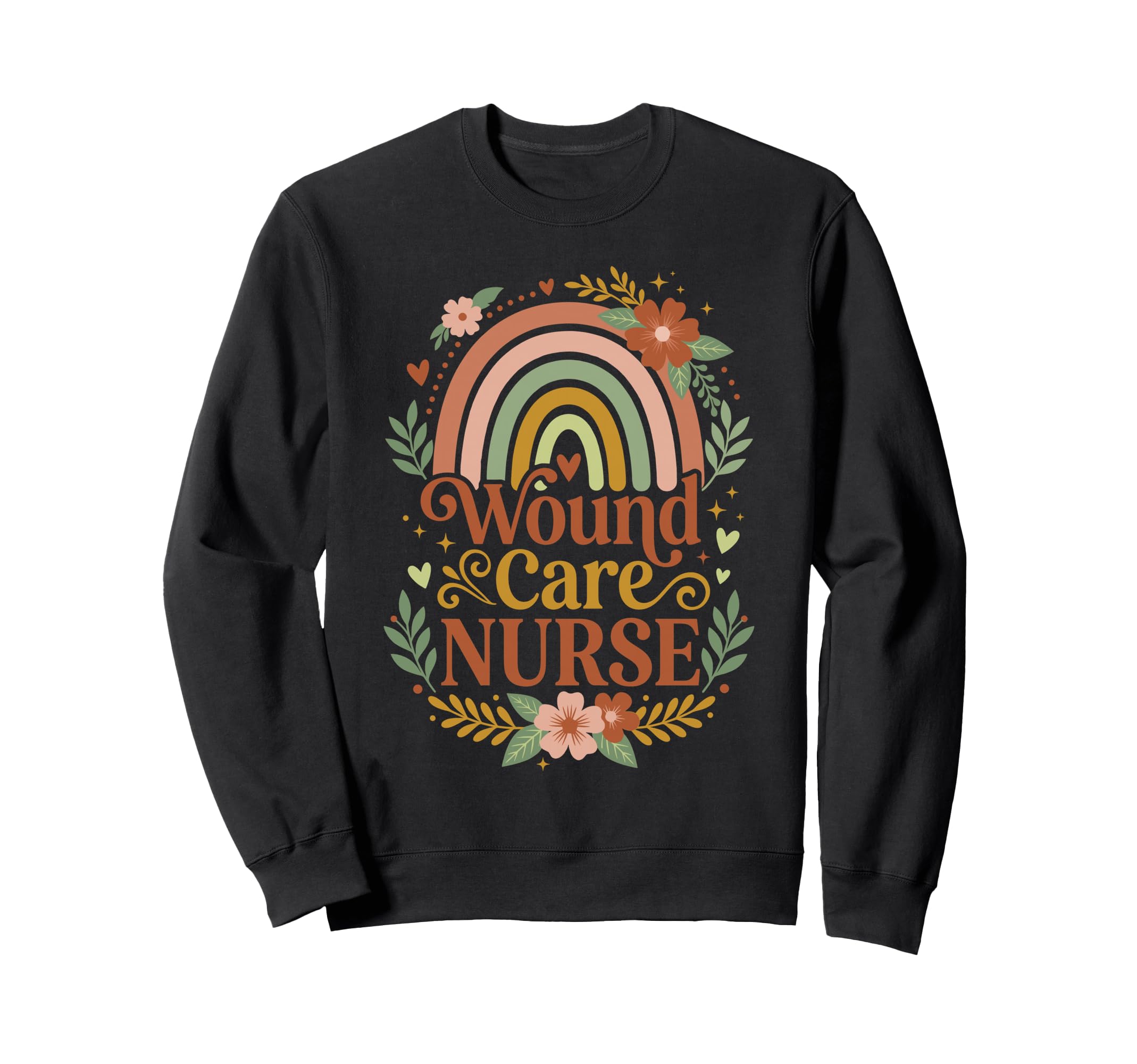 Wound Care Nurse Boho Rainbow Sweatshirt - Aesthetic Graphic Men Women - T-Shirt, Sweatshirt, Hoodie