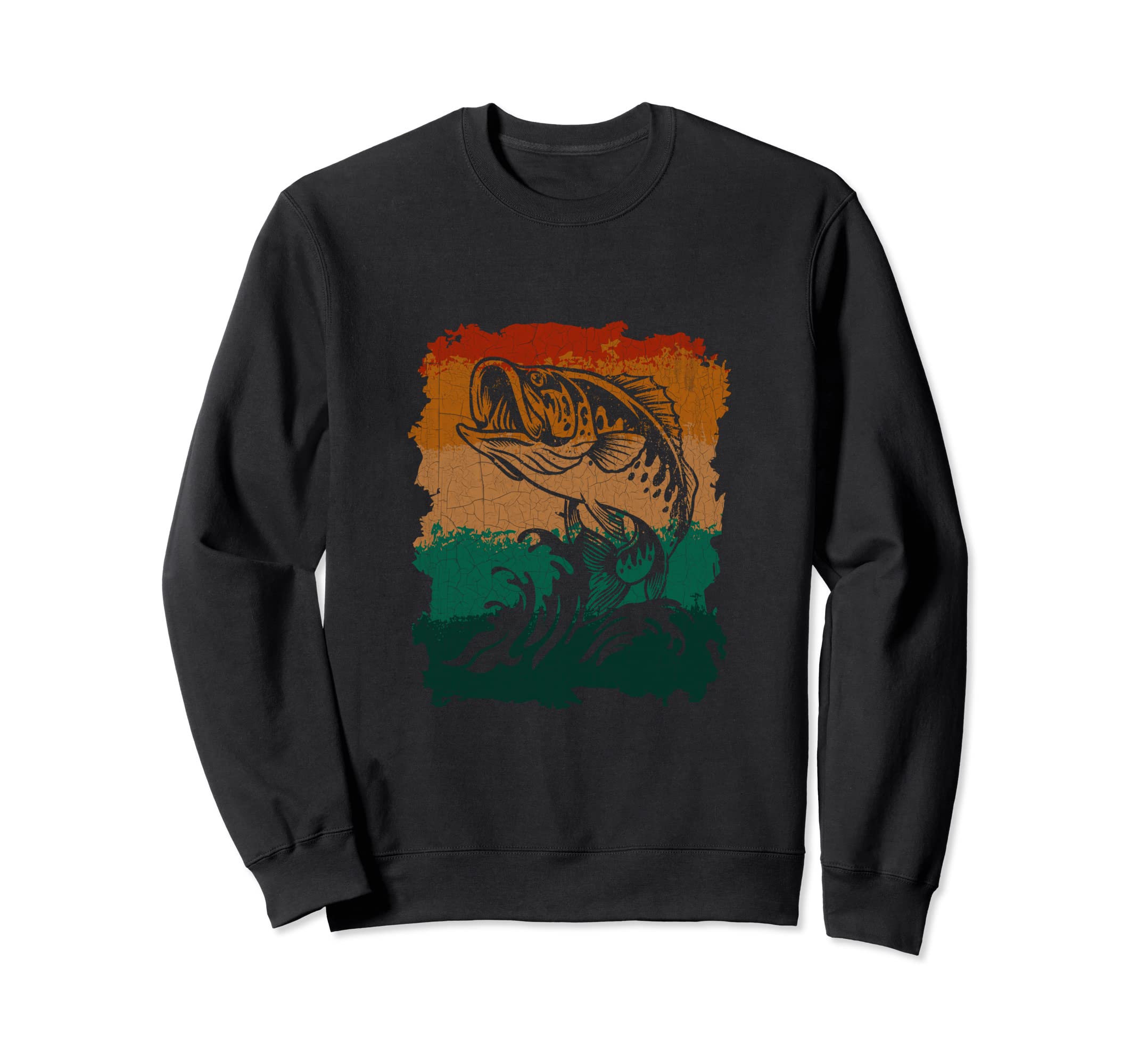Bass Fishing Distressed Fishermen Sweatshirt - Minimalist Print for Adults - T-Shirt, Sweatshirt, Hoodie