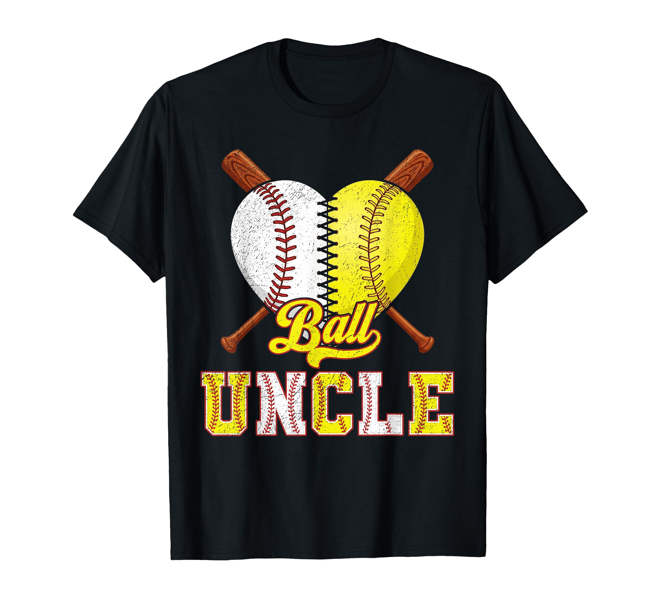 Funny Ball Uncle Baseball Softball Heart T-Shirt - Graphic Print Men Women - T-Shirt, Sweatshirt, Hoodie