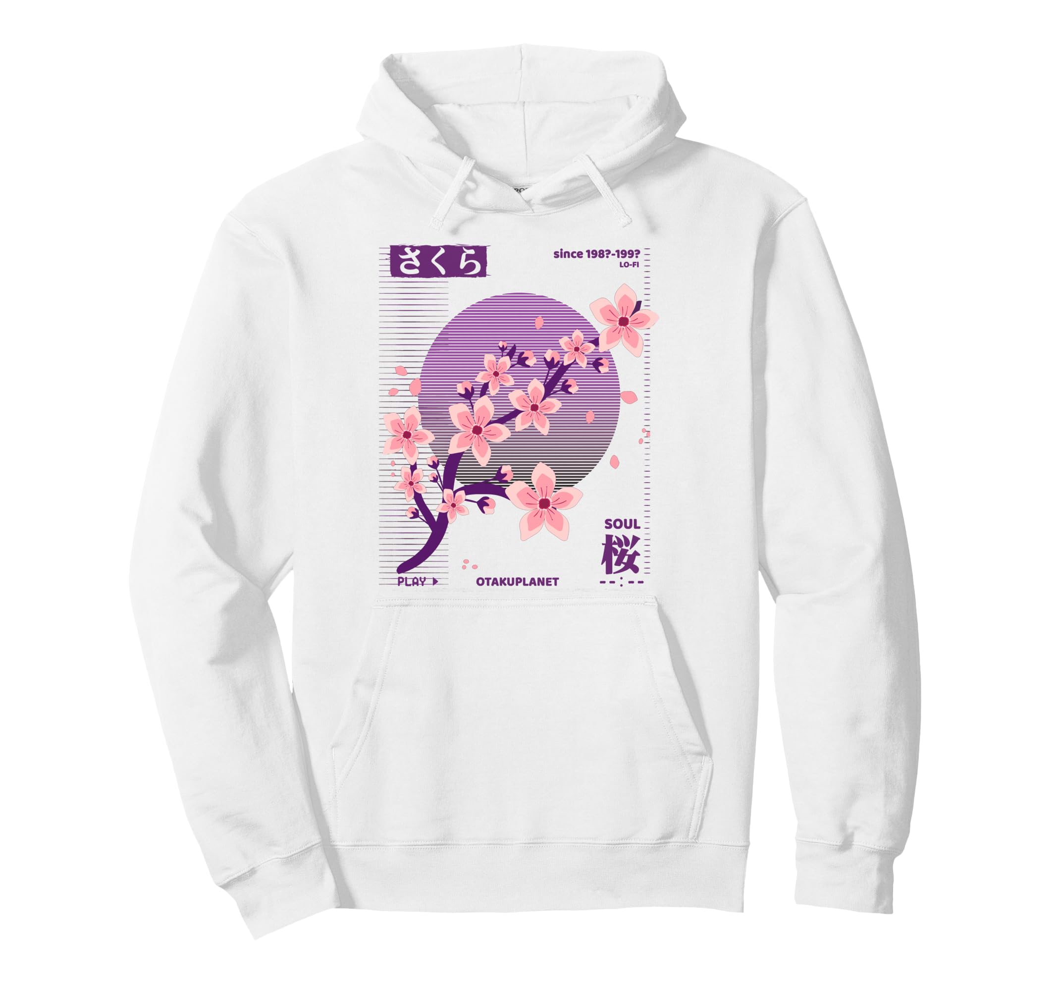 Vaporwave Japanese Sakura Floral Hoodie - Fun Novelty Design Men Women - T-Shirt, Sweatshirt, Hoodie