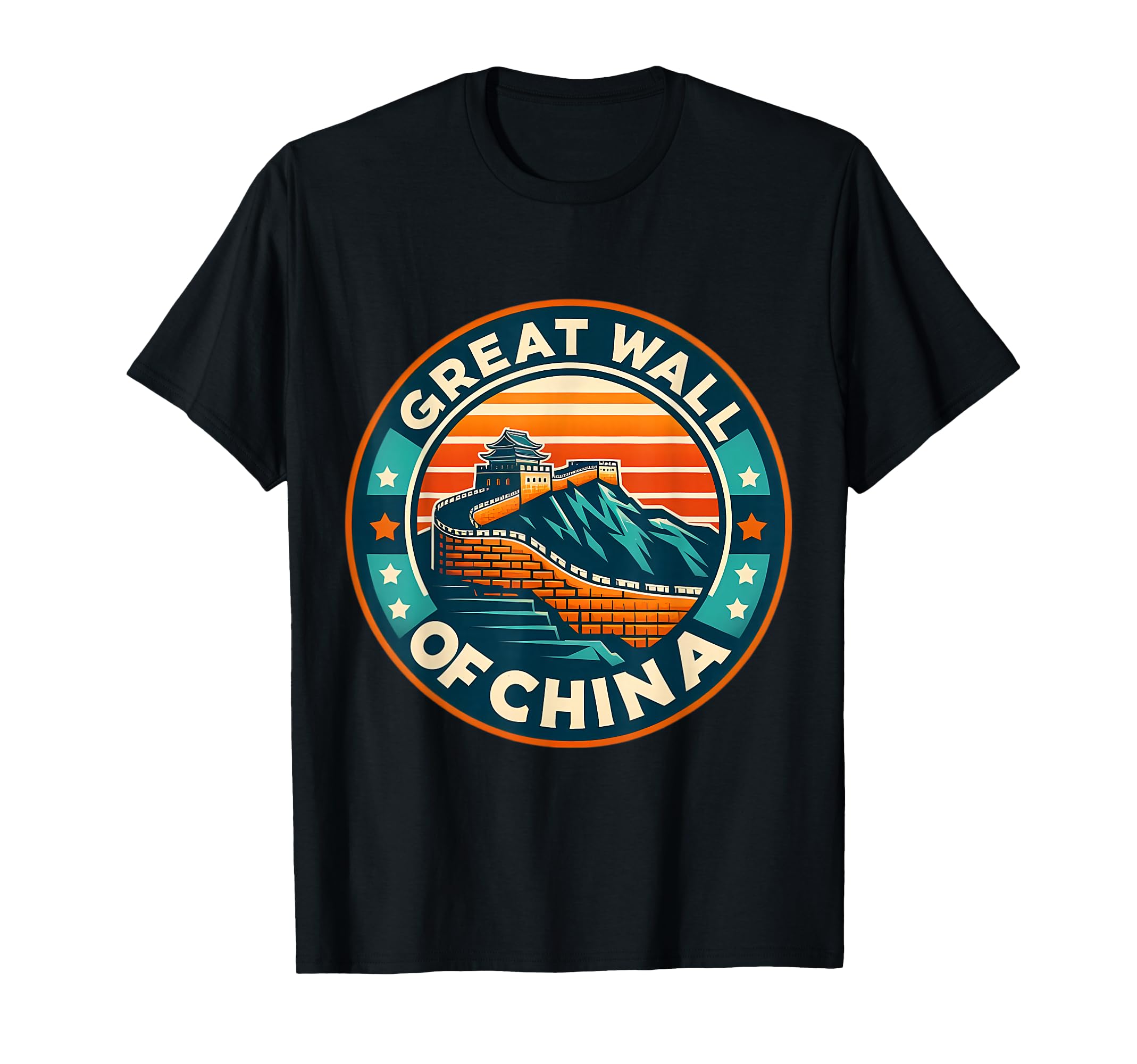 Great Wall China Souvenir Sunset Sun T-Shirt - Custom Art Print for Adults - T-Shirt, Sweatshirt, Hoodie