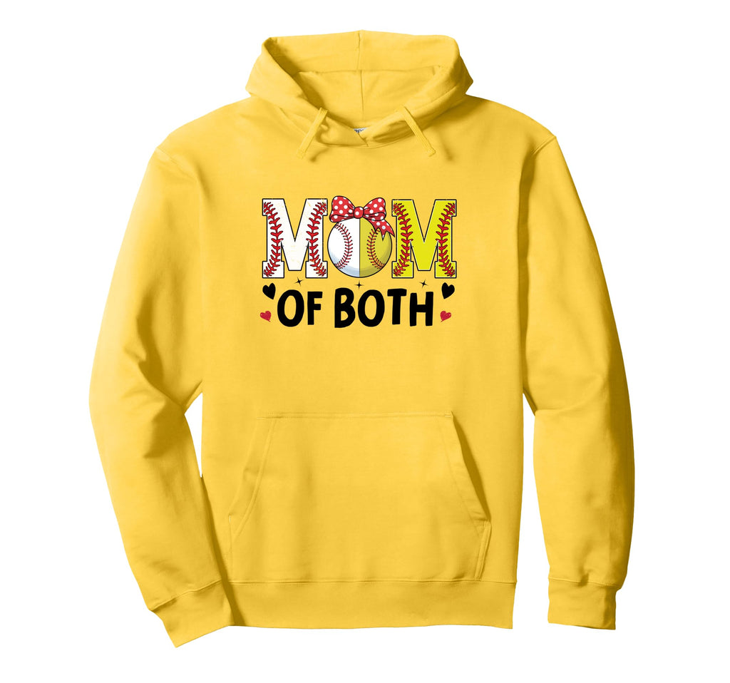 Mom Both Softball Baseball Mama Heart Hoodie - Minimalist Print for Adults - T-Shirt, Sweatshirt, Hoodie