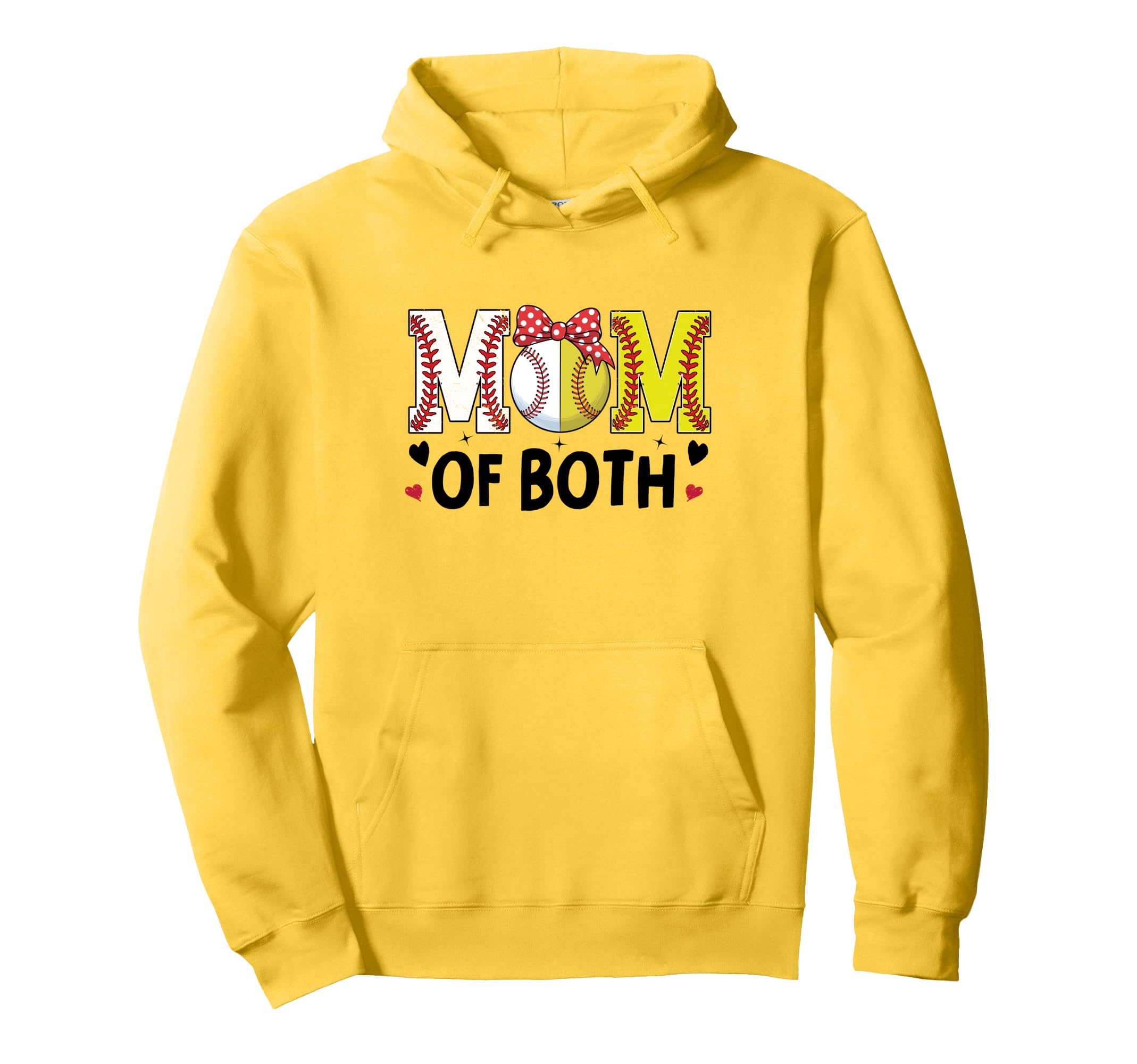 Mom Both Softball Baseball Mama Heart Hoodie - Minimalist Print for Adults - T-Shirt, Sweatshirt, Hoodie