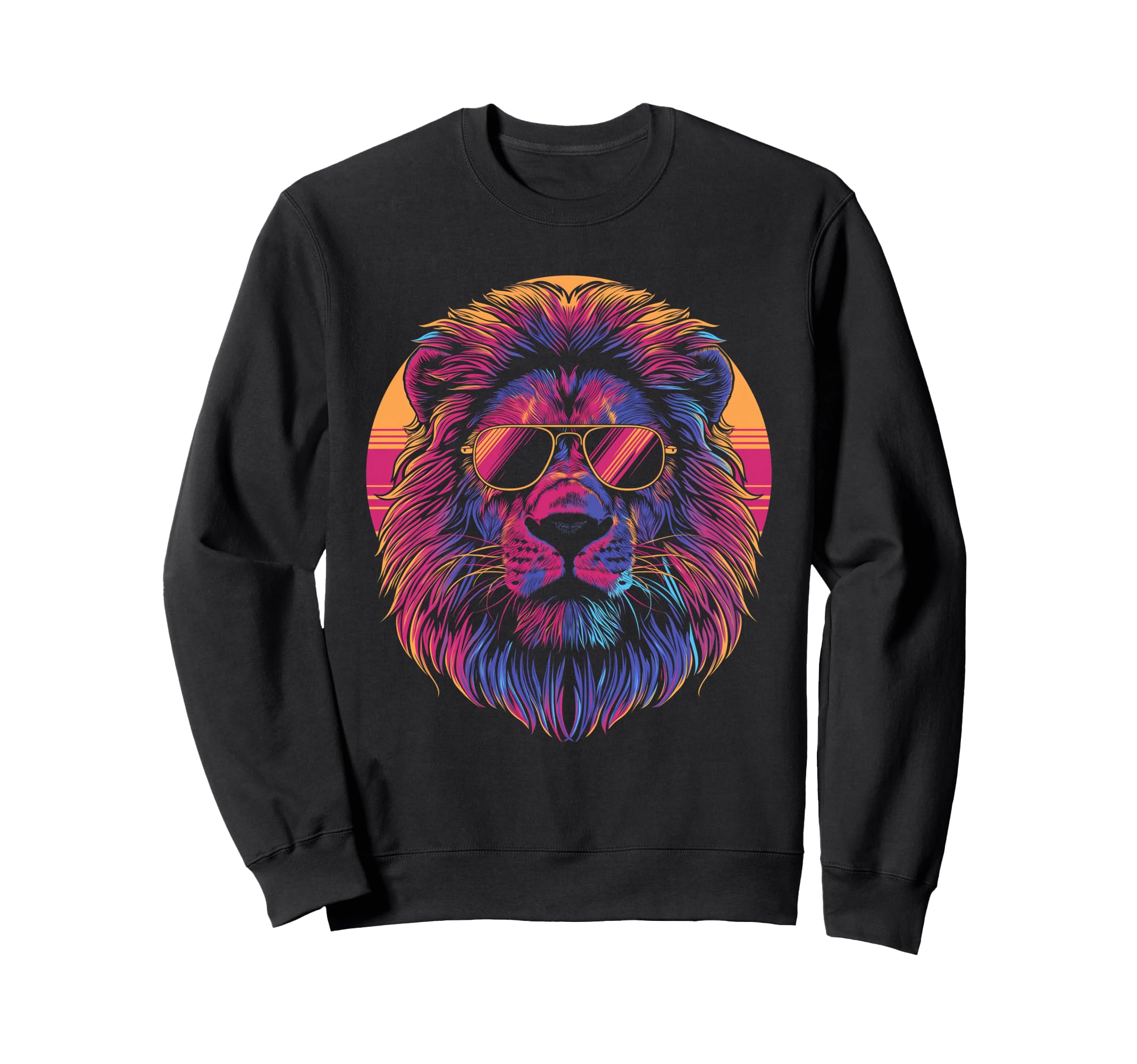 Lion Vaporwave Aesthetic Synthwave 80S Sweatshirt - Novelty Apparel Unisex - T-Shirt, Sweatshirt, Hoodie