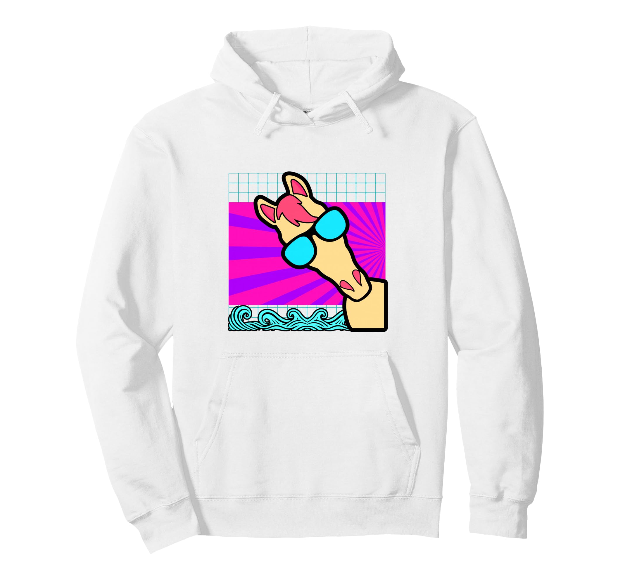 Aesthetic Vaporwave Outfits Horse Vaporwave Hoodie - Novelty Apparel Unisex - T-Shirt, Sweatshirt, Hoodie