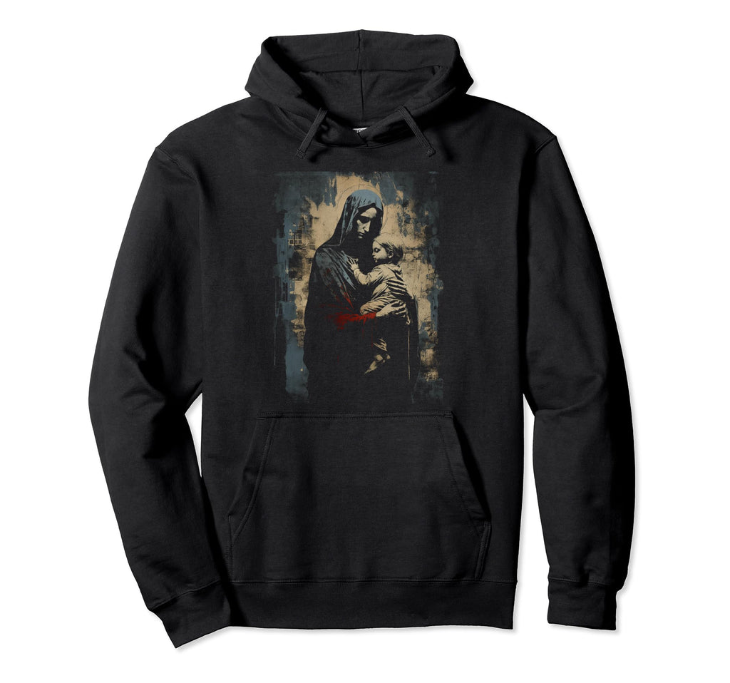 Mary Jesus Distressed 90S Goth Grunge Hoodie - Custom Art Print Unisex - T-Shirt, Sweatshirt, Hoodie