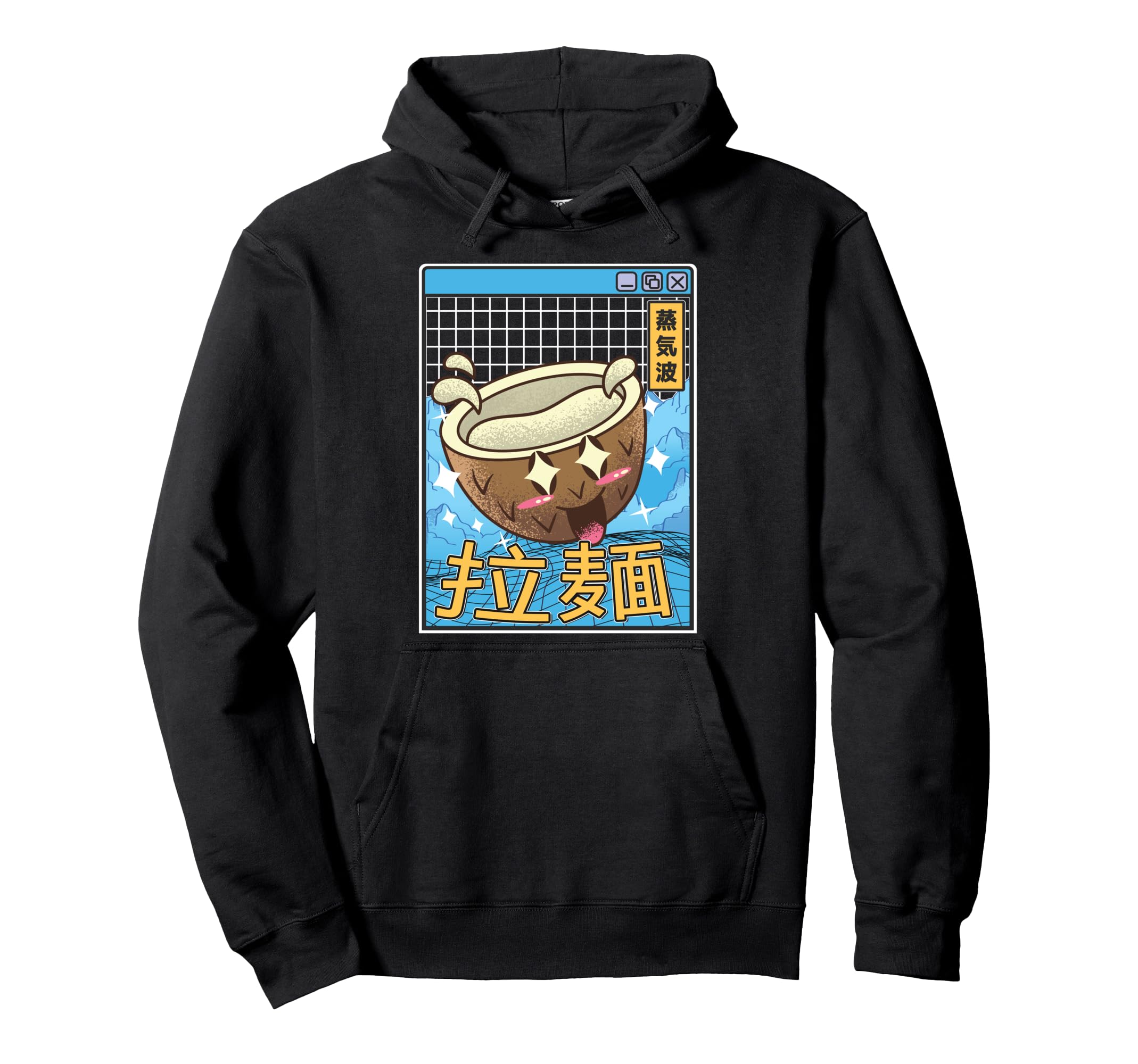 Coconut Kawaii Grid Vaporwave Aesthetic Hoodie - Trendy Graphic for Adults - T-Shirt, Sweatshirt, Hoodie