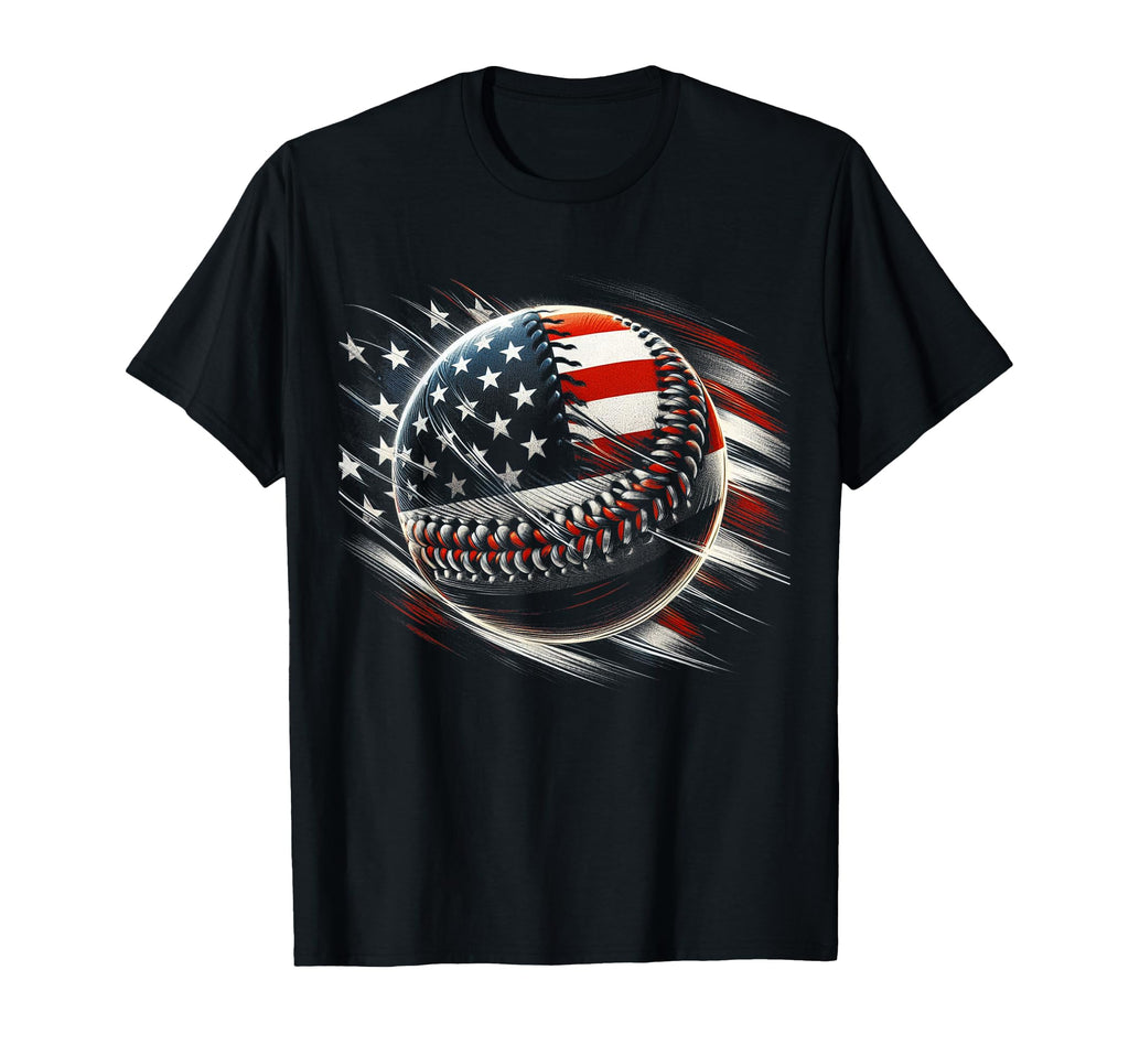 Baseball 4Th July Usa American Flag T-Shirt - Unique Graphic for Adults - T-Shirt, Sweatshirt, Hoodie