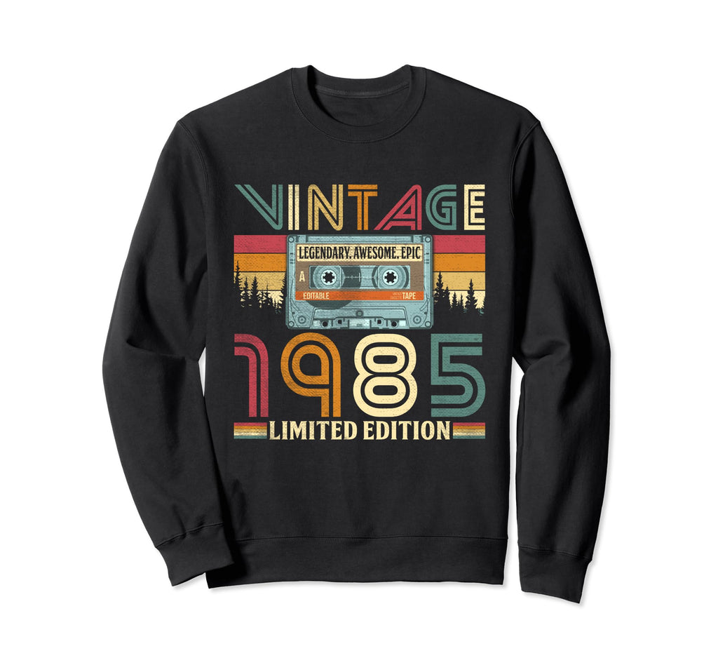 1985 Funny 40Th Birthday Cassette Tape Sweatshirt - Unique Graphic Unisex - T-Shirt, Sweatshirt, Hoodie
