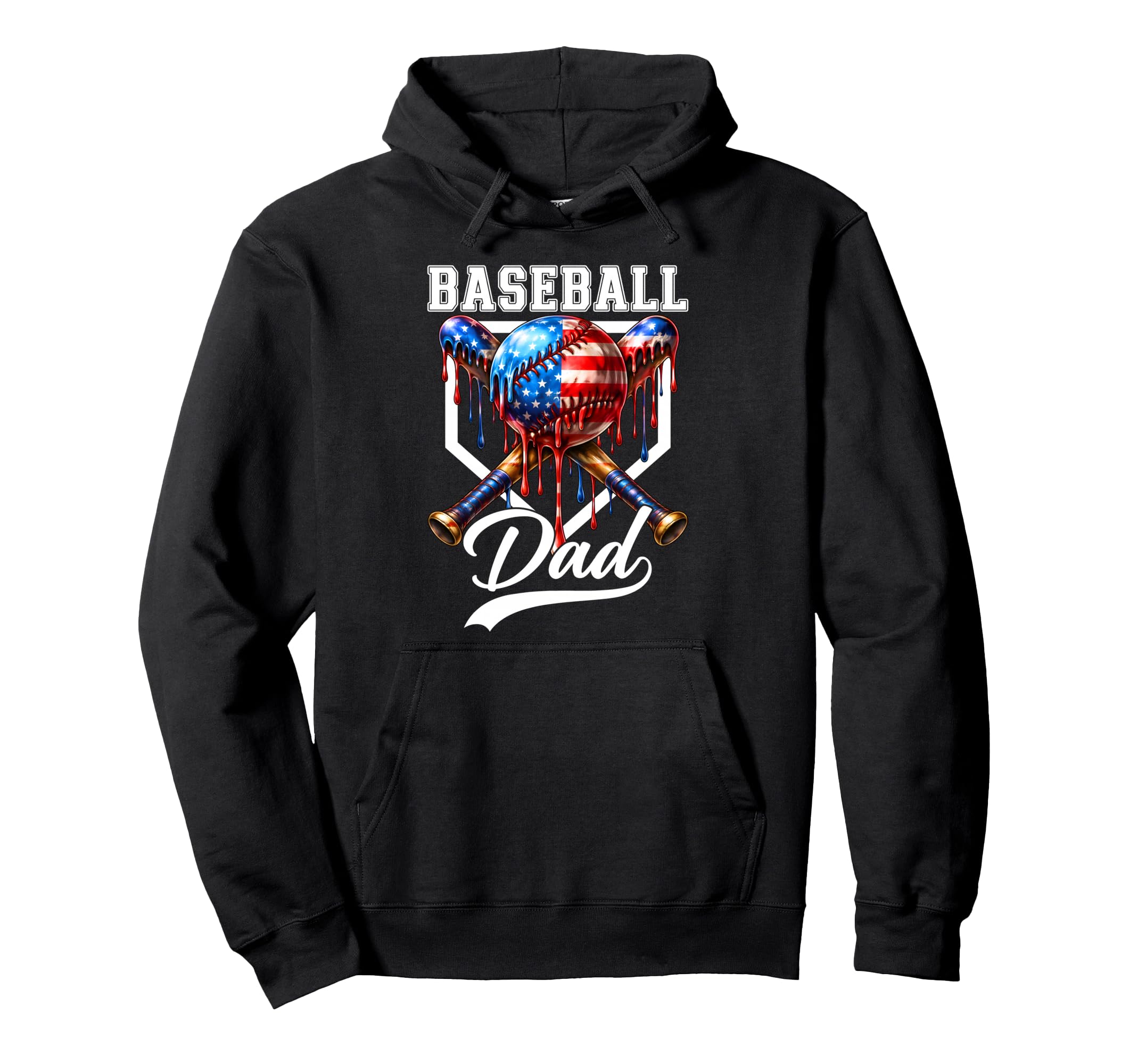 Baseball Dad Drip Fathers Day Daddy Usa Hoodie - Trendy Graphic Men Women - T-Shirt, Sweatshirt, Hoodie