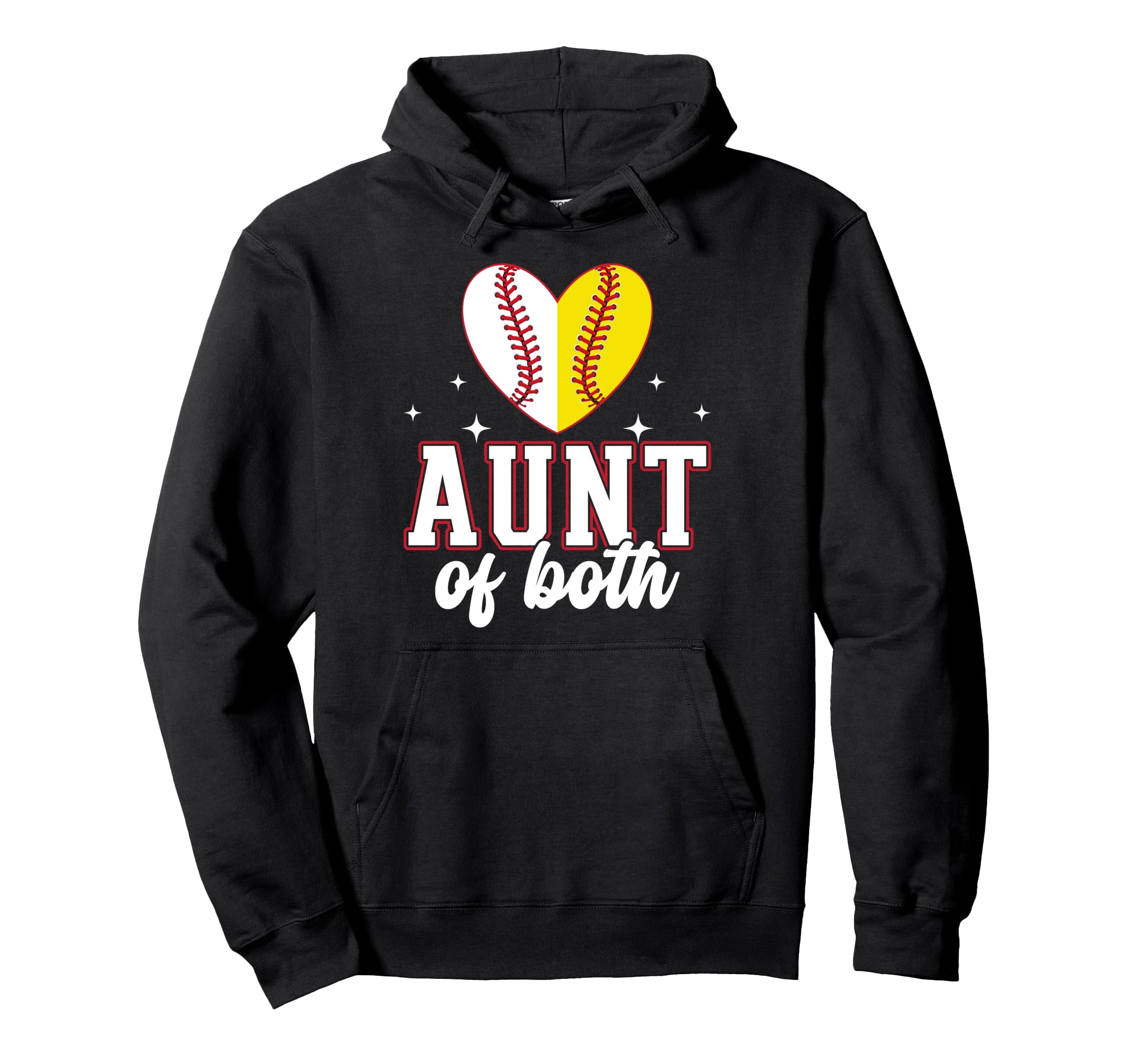 Aunt Both Heart Softball Baseball Hoodie - Casual Everyday Wear for Adults - T-Shirt, Sweatshirt, Hoodie