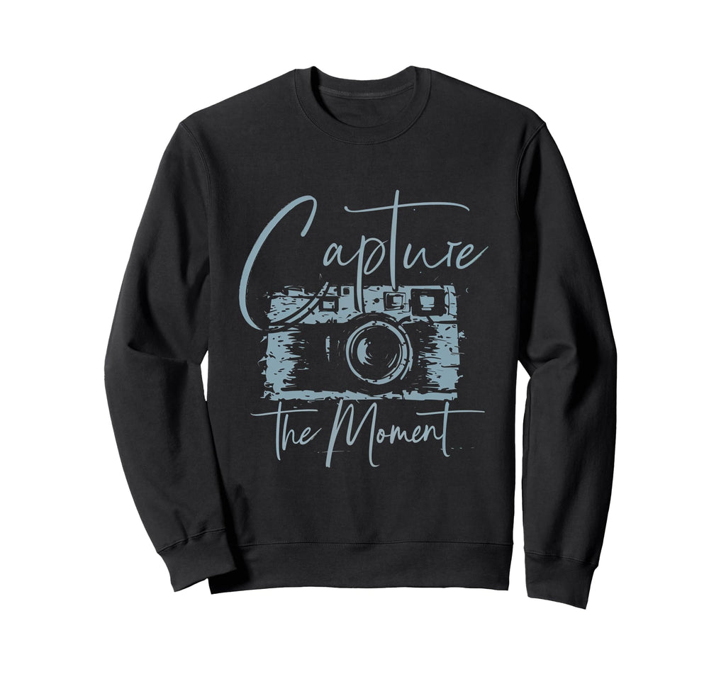 Capture Moment Photography Camera Sweatshirt - Minimalist Print for Adults - T-Shirt, Sweatshirt, Hoodie