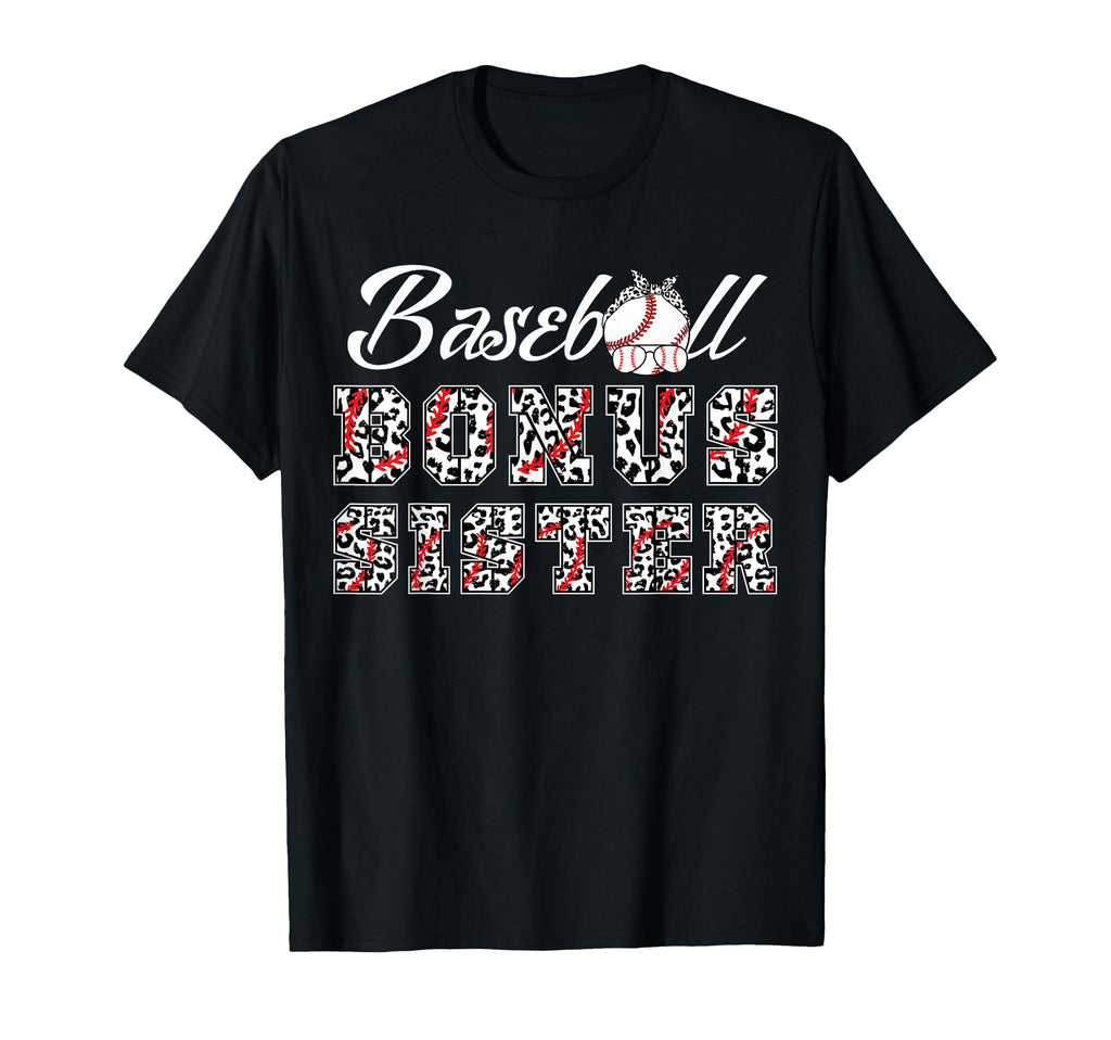 Baseball Bonus Sister Leopard Game Day T-Shirt - Trendy Graphic for Adults - T-Shirt, Sweatshirt, Hoodie