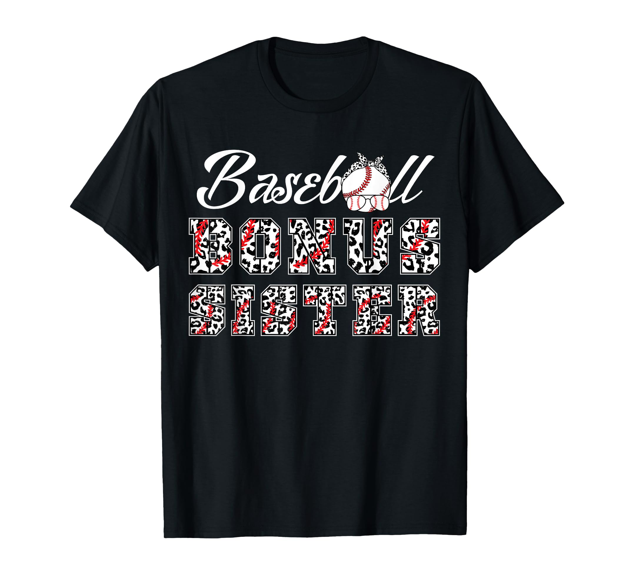 Baseball Bonus Sister Leopard Game Day T-Shirt - Trendy Graphic for Adults - T-Shirt, Sweatshirt, Hoodie