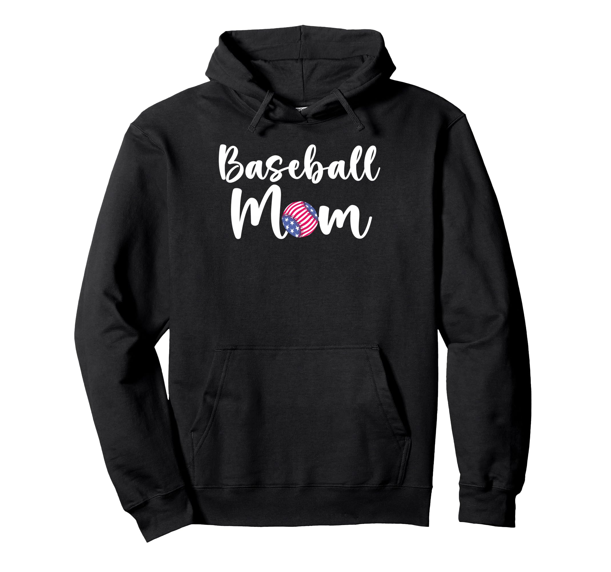 Baseball Mom Patriotic Us Flag Hoodie - Casual Everyday Wear for Adults - T-Shirt, Sweatshirt, Hoodie