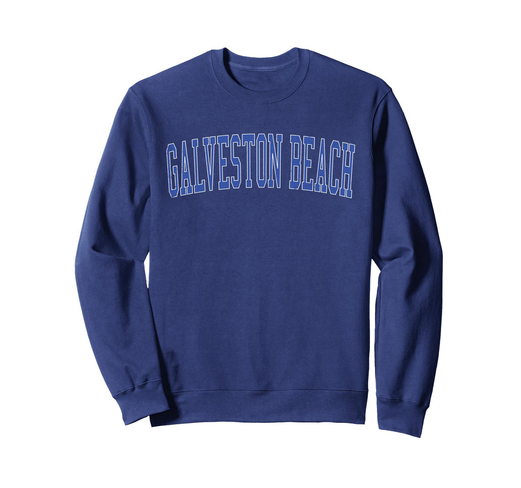 Galveston Beach Distressed Blue Sweatshirt - Graphic Print Men Women - T-Shirt, Sweatshirt, Hoodie