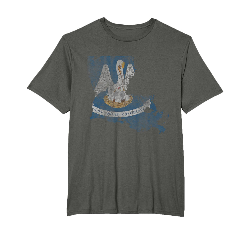 Louisiana Flag State Map Distressed T-Shirt - Minimalist Print for Adults - T-Shirt, Sweatshirt, Hoodie