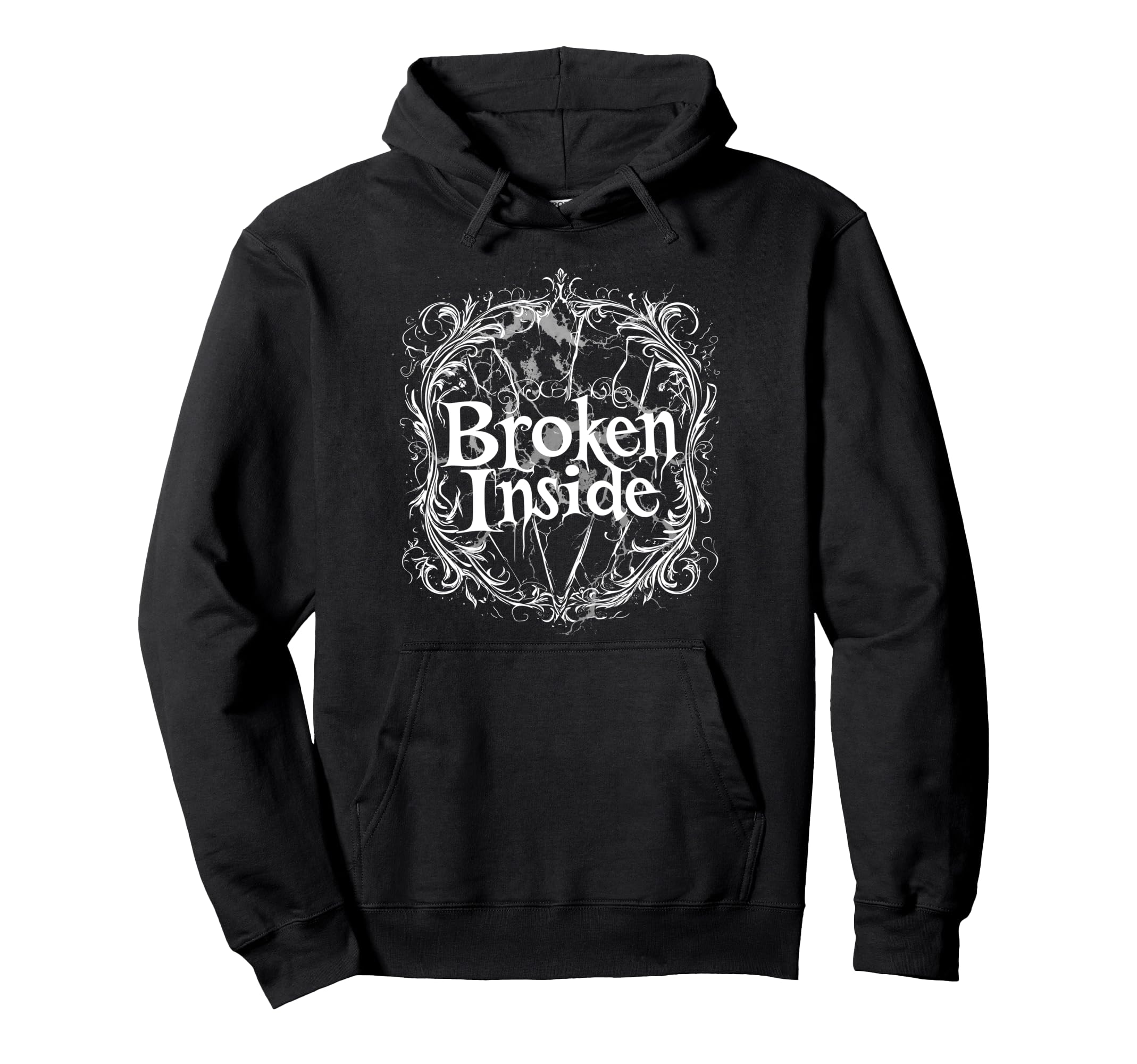 Broken Inside Y2K Emo Aesthetic Hoodie - Fun Novelty Design for Adults - T-Shirt, Sweatshirt, Hoodie