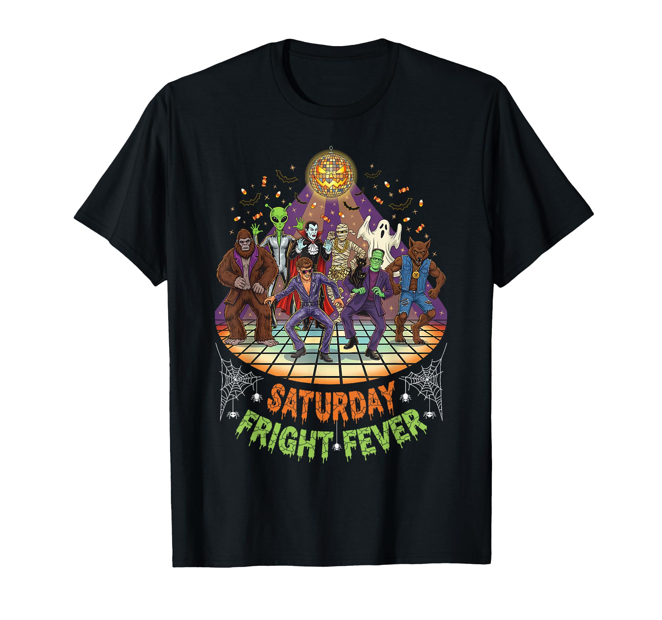 Saturday Fright Fever Pumpkin Disco T-Shirt - Graphic Print for Adults - T-Shirt, Sweatshirt, Hoodie