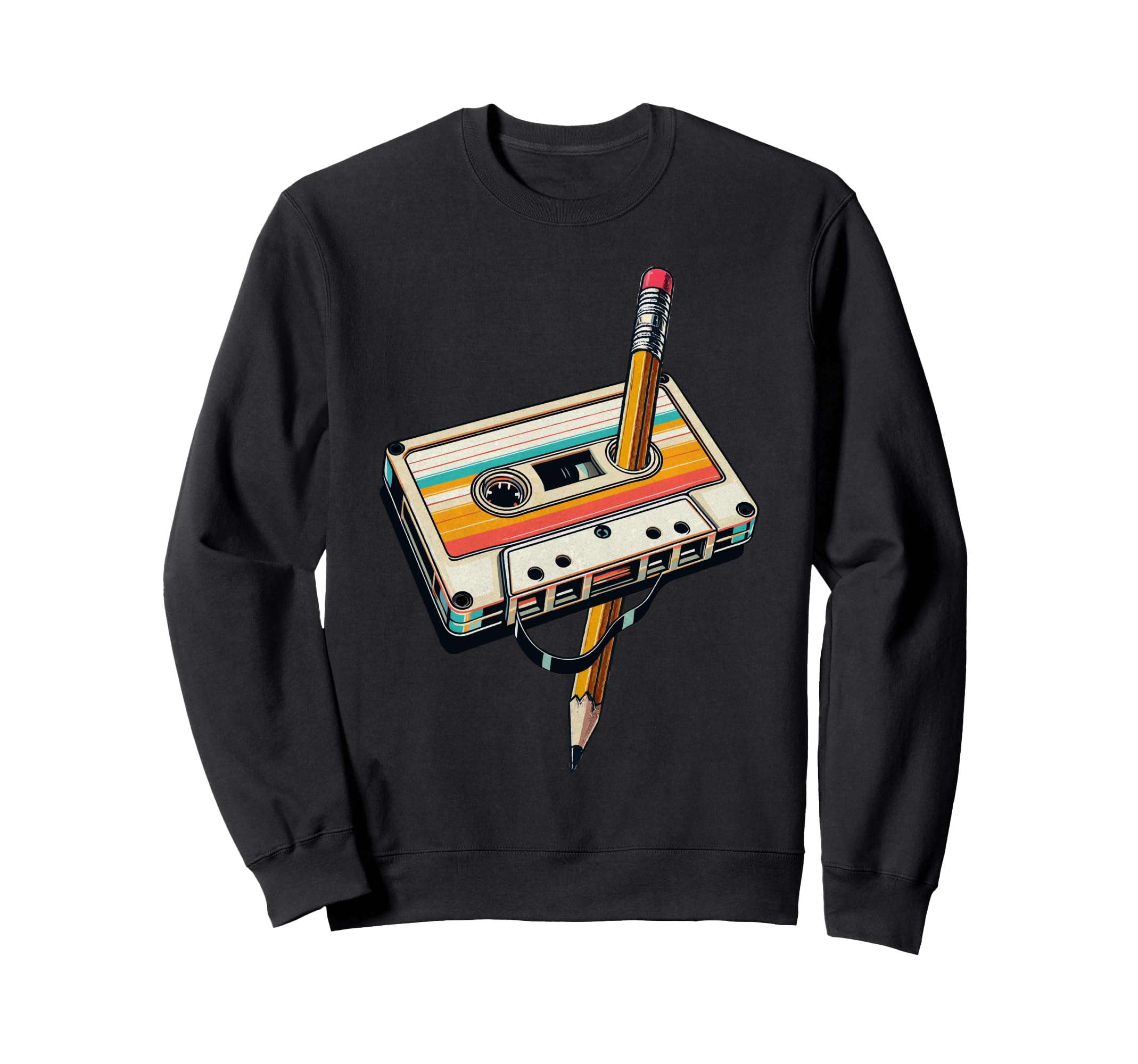 Pencil Rewind Cassette Tape Sweatshirt - Trendy Graphic Men Women - T-Shirt, Sweatshirt, Hoodie