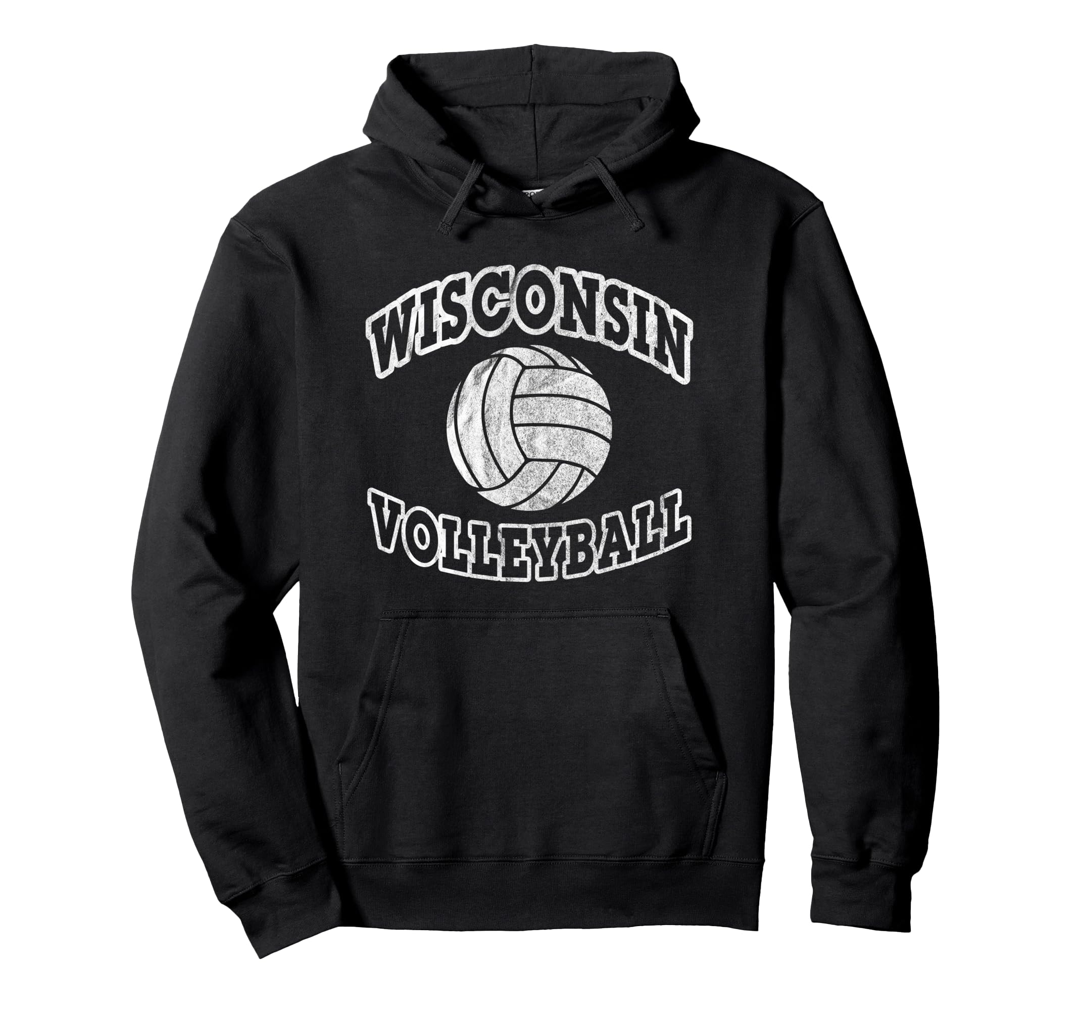 Wisconsin Volleyball Distressed Hoodie - Unique Graphic for Adults - T-Shirt, Sweatshirt, Hoodie