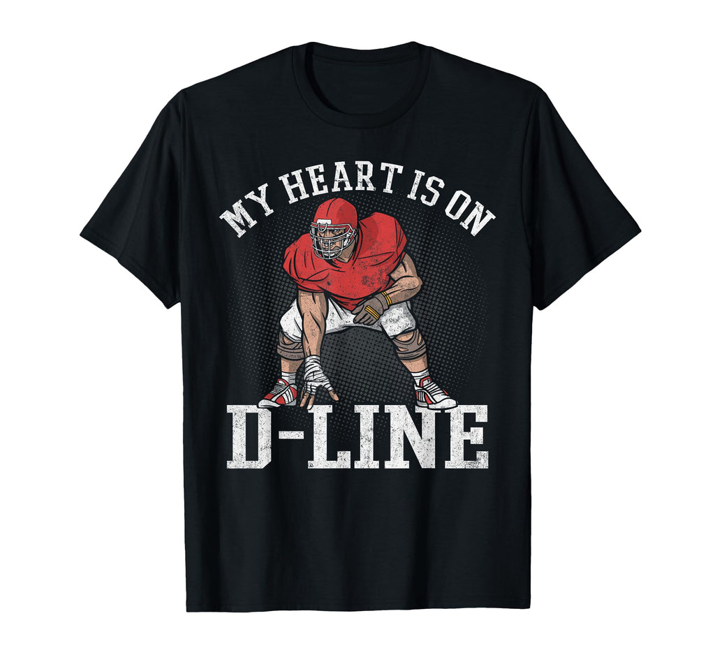 My Heart Is D Line Lineman Distressed T-Shirt - Minimalist Print for Adults - T-Shirt, Sweatshirt, Hoodie