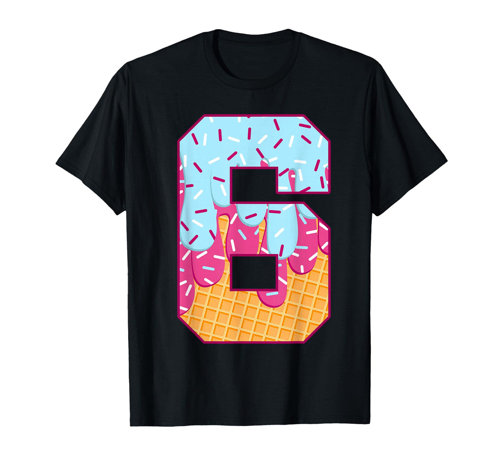 Number 6 Ice Cream Drip Matching T-Shirt - Unique Graphic Men Women - T-Shirt, Sweatshirt, Hoodie